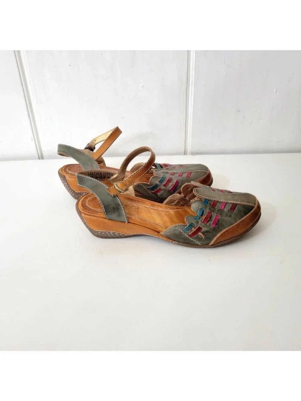 Springstep L'Artiste Leather Ankle Strap Shoes With Multicolor Cutout Design Eur - Picture 3 of 8